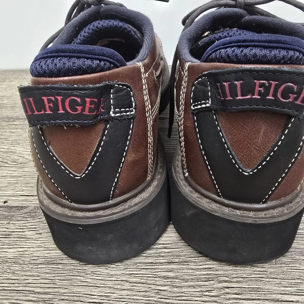 Tommy Hilfiger Brown Leather 90s Y2K‎ Chunky Shoes Mens Size 12 M